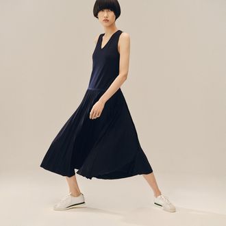 Lacoste Lange, mouwloze jurk met plooien