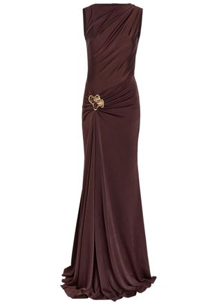 Rebecca Vallance Hazine Sculpted Stretch-jersey Maxi Dress - Brown - 14 (UK14 / L)