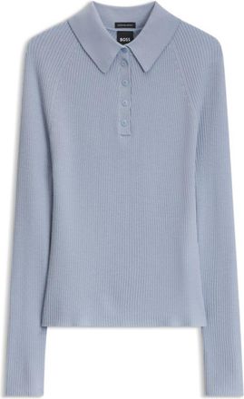 BOSS Fitted polo sweater in pure virgin wool