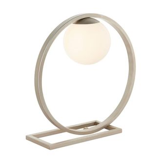 Netlighting Enzo Globe Table Lamp Brushed Silver Finish Gloss Opal Glass 1x G9