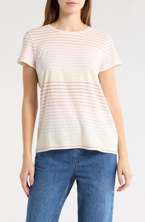 Marine Layer Stripe Cotton Blend T-Shirt in Rainbow Stripe at Nordstrom, Size X-Small