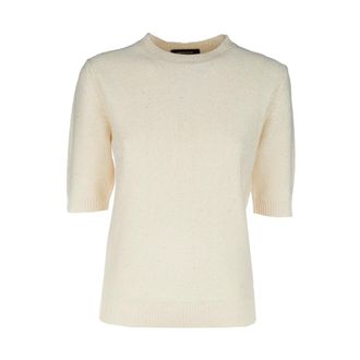 Fabiana Filippi Round-neck Knitwear, female, Beige, Size: XS Round-neck Knitwear