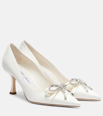 Jimmy Choo London Auria 70 embellished satin pumps