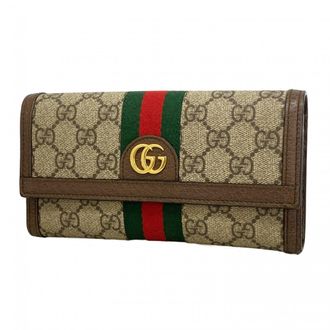 Gucci Beige Brown Pvc Long Wallet (Bi-Fold) (Pre-Owned)