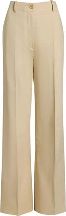 Patou Witte Katoenen Broek - Dames - Wijde Broeken - Beige - M - Katoen - Broeken