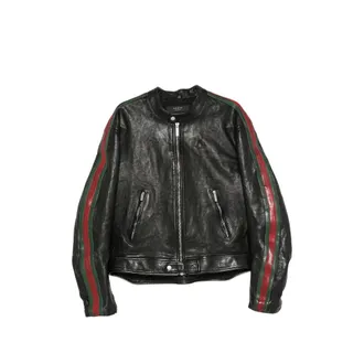 Gucci Web-stripe Leather Jacket
