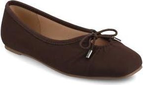 Journee Collection Callee Keyhole Square Toe Flat in Chocolate at Nordstrom Rack, Size 12