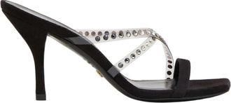 Stuart Weitzman Crystal Slide Muiltje met Hak - Dames - Muiltjes - Zwart - 38 1/2 EU - Schoenen