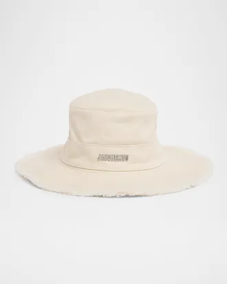 Jacquemus Men & apos;s The Artichaut Cotton Silver-Logo Bucket Hat