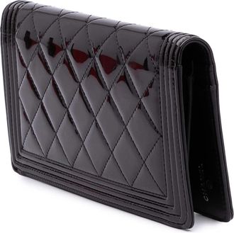 Chanel Portemonnaies - Quilted Patent Boy Long Wallet - Gr. unisize - in Schwarz - für Damen