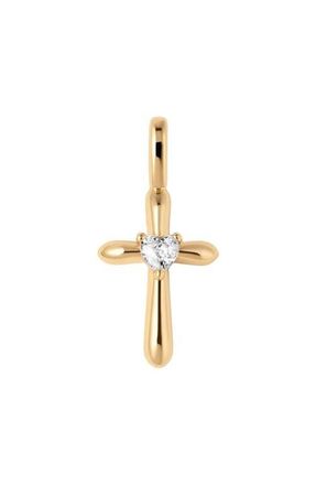 Made by Mary CZ Heart Cross Charm in Gold at Nordstrom