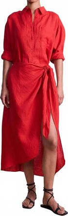 Apiece Apart Womens Alessandra Sarong Shirt Dress In Racing Red