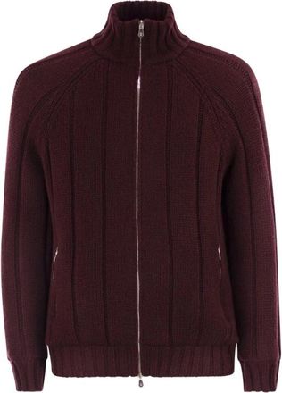 Brunello Cucinelli Cashmere Knit Down Jacket - Heren - Cashmere truien - Rood - XL - Nylon - Truien & Vesten