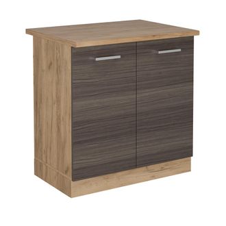 Vicco Armario Bajo Para Fregadero R-line, Gris Noble, 80 Cm, Et Roble