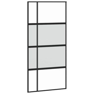 vidaXL Puerta Corredera Vidrio Templado Y Aluminio Negra 102,5x205 Cm Vidaxl