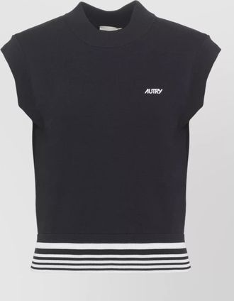 Autry viscose crew neck sleeveless knit vest