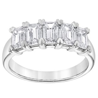 Grown Brilliance 1.90 Carat 14K White Gold Emerald Cut Lab Grown Diamond Wedding Band for Women- Color/Clarity-G+VS