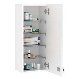 OEM Botiqu&iacute;n De Pared De Primeros Auxilios 5 Niveles Con Estantes Ajustables De Vidrio Cerradura Llaves 30x20x70 Cm Blanco