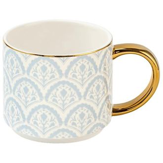 Sweet Water Decor Patterned 14 oz Gold Handle Coffee Mug in Blue Fan at Nordstrom