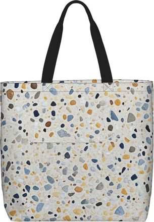 Generic White Terrazzo Shopping Bag Lightweight Shoulder Bag Handle Shoulder Bags For Yoga Ladies Picnic