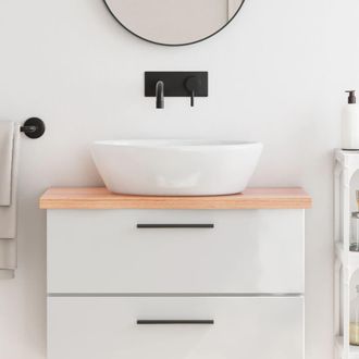 vidaXL Encimera Ba&ntilde;o Madera Maciza Tratada Marr&oacute;n Claro 80x40x(2-4) Cm Vidaxl