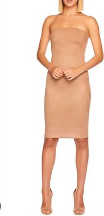 Susana Monaco Faux Suede Tube Strapless Midi Dress In Sand
