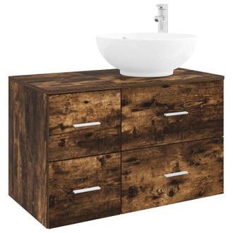 vidaXL Juego De Muebles De Ba&ntilde;o 2 Uds. Roble Ahumado Vidaxl