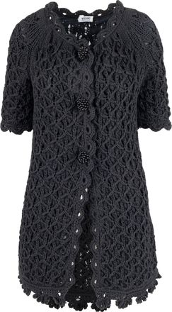Moschino Pre-owned Womens Cheap and Chic Crochet Jacket with Short Sleeve - 10s - Black Cotton - Size EU 40 (Womens)