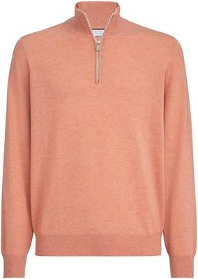 Brunello Cucinelli Cashmere sweater with half zip in Apricot at Nordstrom, Size 52 It
