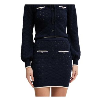 Twinset Gonna Corta in Maglia Jacquard - - Skirts - Donna - Blu - S