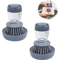 OEM Juego De Dos Cepillos Para Platos Con Dispensador De Jab&oacute;n Incorporado, Cepillo Para Platos, Cepillo Para Ollas, Cepillo De Cocina - Crezuo