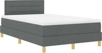 vidaXL Vidaxl - Cama Tipo Box Spring Con Colch&oacute;n Gris Oscuro 120 X 200 Cm Tela