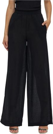 Federica Tosi Brede broek - Dames - Wijde Broeken - Zwart - S - Wol - Broeken