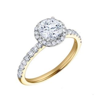 LuvMyJewelry Paloma 14K Yellow Gold Round Cut Lab Grown Diamond Halo Engagement Ring - 1.5 ctw at Nordstrom, Size 6