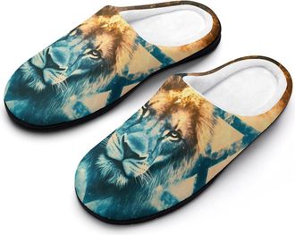 Generic Israeli Flag with Lion Cotton Slippers for Women Indoor Outdoor Slipper Slip-On Memory Foam Home Shoes