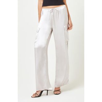 L*Space Sundown Satin Cover-Up Cargo Pants in Silver at Nordstrom Rack, Size Medium