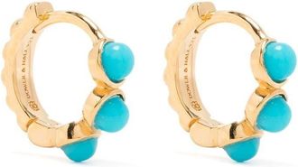 Dower & Hall turquoise-embellished huggie hoops - women - Gold Plated Sterling Silver/Turquoise - One Size