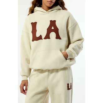 PacSun LA Relaxed Fit Cotton Blend Hoodie in Cream at Nordstrom, Size Xx-Small