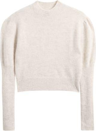 Madewell Mock Neck Puff Sleeve Alpaca Blend Sweater in Heather Alabaster at Nordstrom Rack, Size Xx-Large