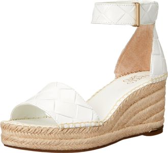 Franco Sarto CIemens Espadrille Wedge Sandal White I0009L1100 Womens
