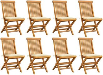 vidaXL Vidaxl - Sillas De Jard&iacute;n 8 Uds Madera Maciza De Teca Con Cojines Crema