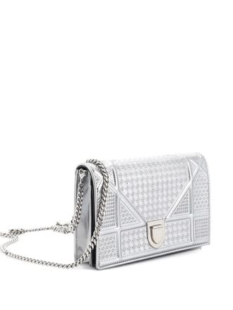Dior Diorama Wallet on Chain Cannage Embossed Calfskin clutch bag - Silver