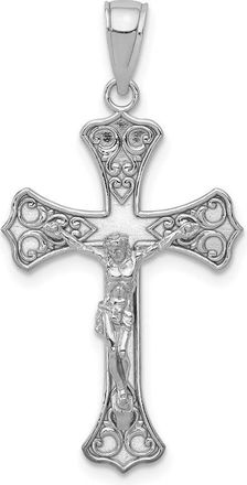 Diamond2Deal 10K White Gold Crucifix Pendant