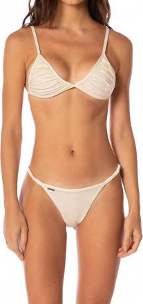 Maaji Micro Crunch Low Rise Single Strap Bikini Bottom In Crystal Pearl