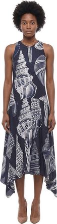 Stella McCartney Blue Abstract Round Neck Midi Dress