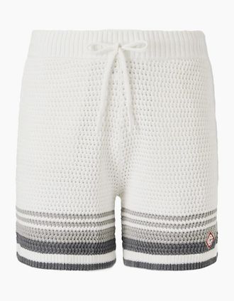 Casablanca Mens Cotton Applique Shorts White - Size: 33/32/32