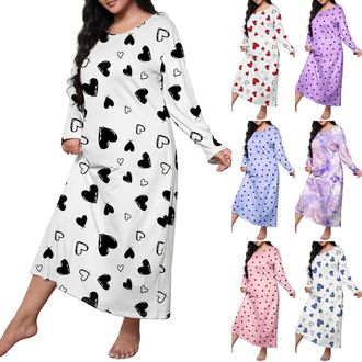 Generic Cotton Nightshirts For Women - Ladies Long Nightdresses Long Sleeve - Ladies Leisure Wear Sexynightwear Night Shirts Uk Sleep Tshirt Sleepwear Set Plu