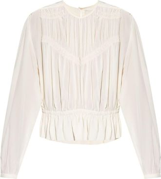 Isabel Marant Gelina gathered blouse - women - Silk - 40 - Neutrals