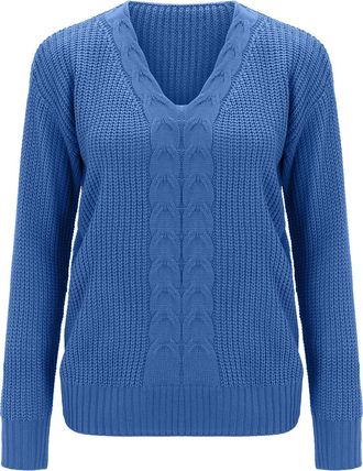 Generic Ladies Petite Sweaters and Jumpers Womens V Neck Jumpers Fitted Baggy V Neck Jumper Long Sleeve Sweaters Casual Soft Jumper Loose Pullover Sweater Plu