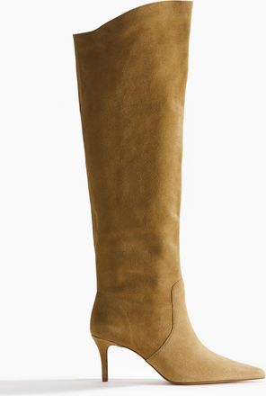 H&M Kniehohe Stiefel aus Velours-Spaltleder - Beige